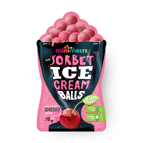 Sorbet ice cream balls Cherry flavored Minimelts