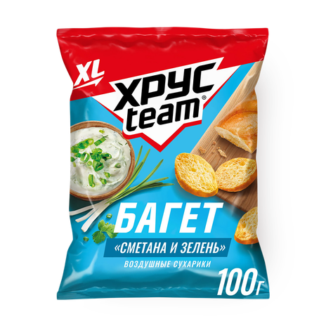 Сухарики Хрусteam XL Багет сметана-зелень