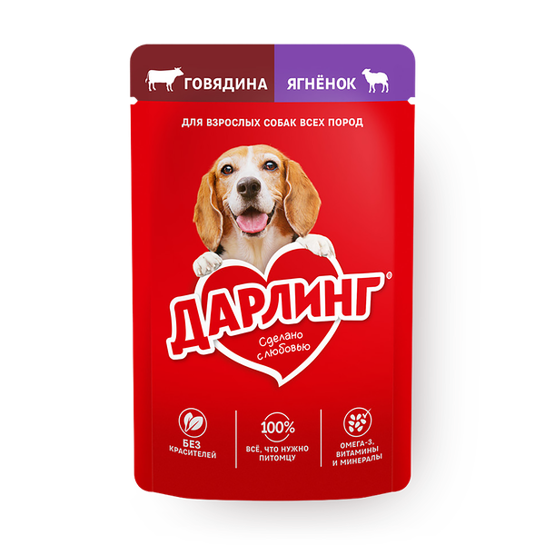 Влажный корм для собак «Дарлинг» говядина-ягнёнок