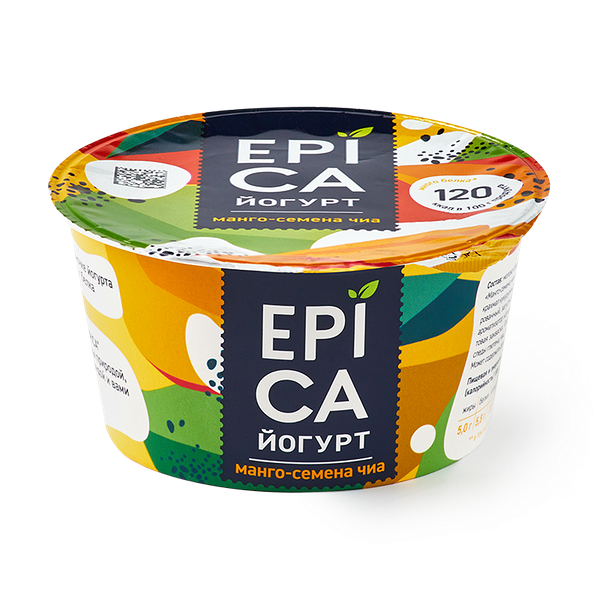 Йогурт Epica с манго и семенами чиа 5%