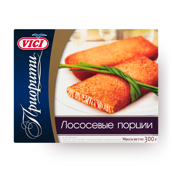 Порции лососевые Vici Приорити из рубленого филе в панировке