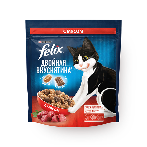Корм для кошек Felix Двойная вкуснятина с мясом