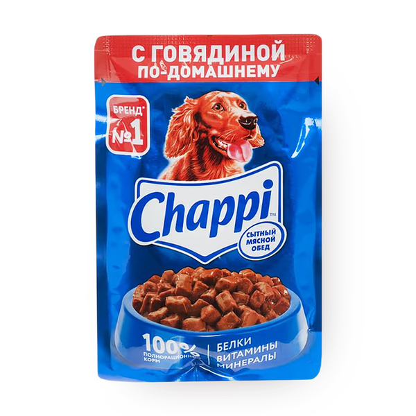 Влажный корм для собак Chappi с говядиной по-домашнему