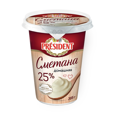 Сметана домашняя «President» 25%