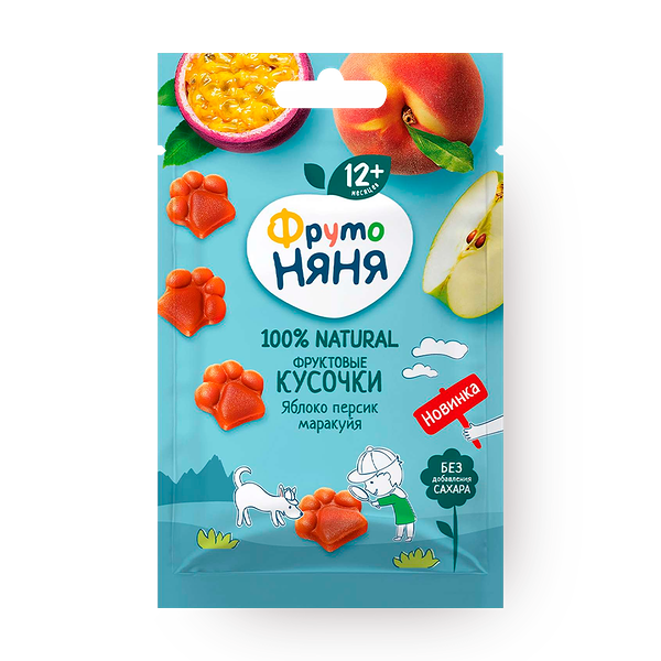 Фруктовые кусочки «ФрутоНяня» яблоко-персик-маракуйя с 12 месяцев