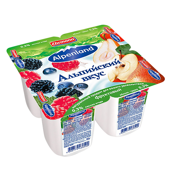Продукт йогуртный Ehrmann Alpenland Альпийский вкус яблоко-груша-лесные ягоды 0,3%