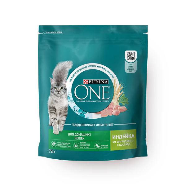 Сухой корм кошек Purina One с индейкой и цельными злаками