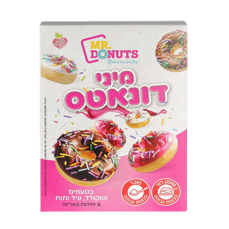 Mini donuts in chocolate, vanilla and strawberry flavors