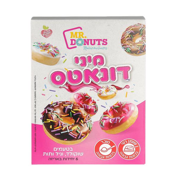 Mini donuts in chocolate, vanilla and strawberry flavors