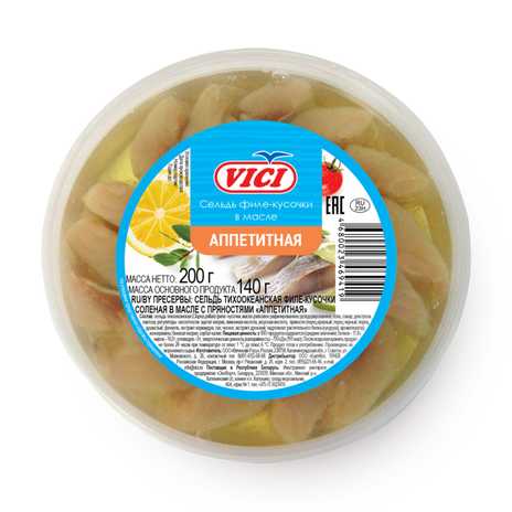 Сельдь в масле Аппетитная Vici филе-кусочки с пряностями