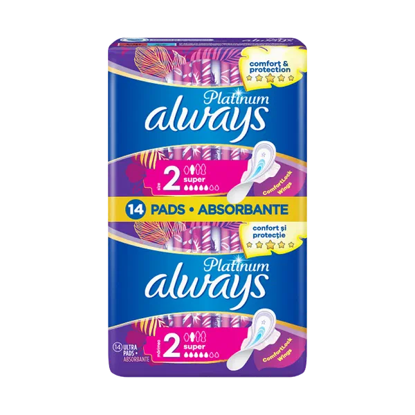 Always Platinum Super Pads with Wings size 2