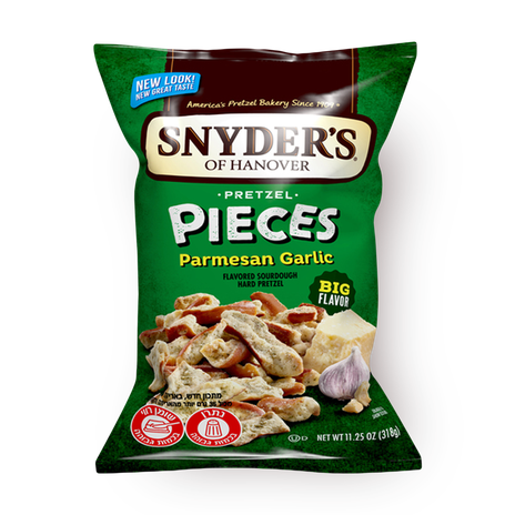 Snyders Pretzels pieces parmesan and garlic flavored