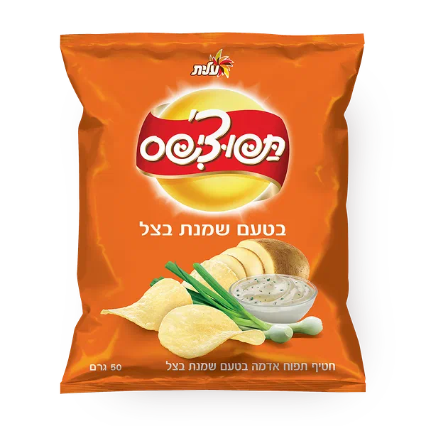 חטיף תפוצ'יפס בטעם שמנת בצל