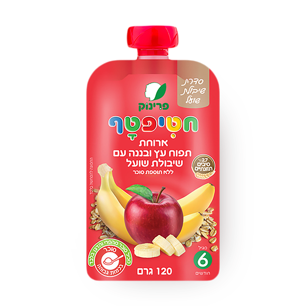 פרינוק מחית תפוח עץ ובננה עם שיבולת שועל