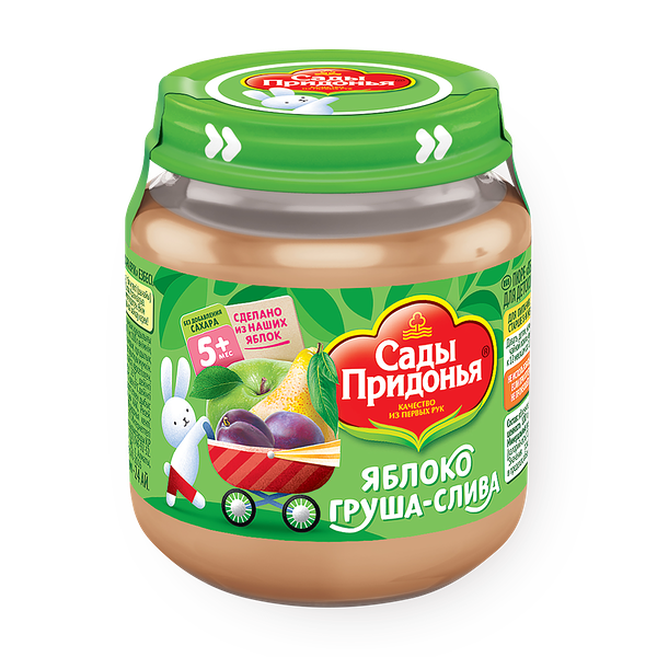 Пюре «Сады Придонья» яблоко-груша-слива с 5 месяцев без добавления сахара