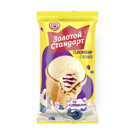 Мороженое «Инмарко» Золотой стандарт, стаканчик пломбир с черникой