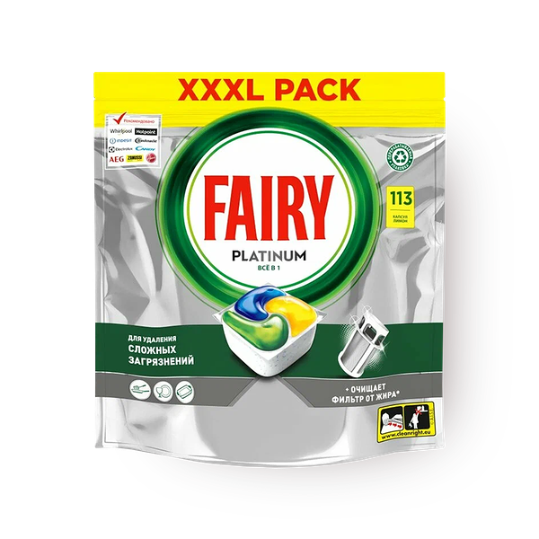 Капсулы для посудомоечной машины Fairy Platinum всё в 1 лимон