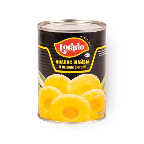 Ананасы шайбы Lorado в лёгком сиропе