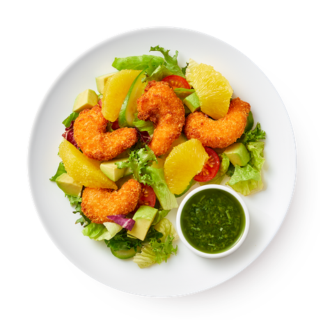 Салат с креветкой темпура и цитрусовым дрессингом «Из Лавки»