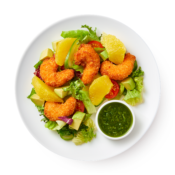 Салат с креветкой темпура и цитрусовым дрессингом «Из Лавки»