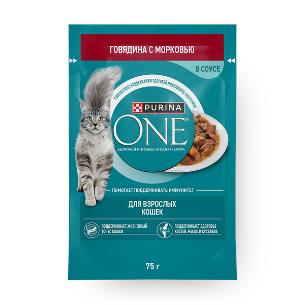 Влажный корм для кошек Purina One говядина
