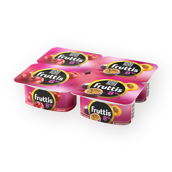Продукт йогуртный Fruttis с вишней, персиком и маракуйей 8%
