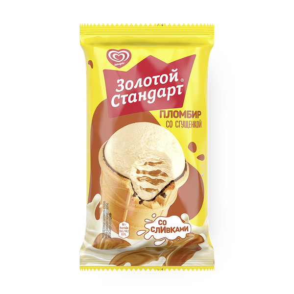 Мороженое «Инмарко» Золотой стандарт, стаканчик пломбир со сгущёнкой