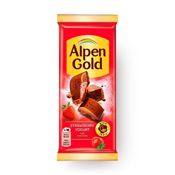 Шоколад молочный Alpen Gold с клубнично-йогуртовой начинкой