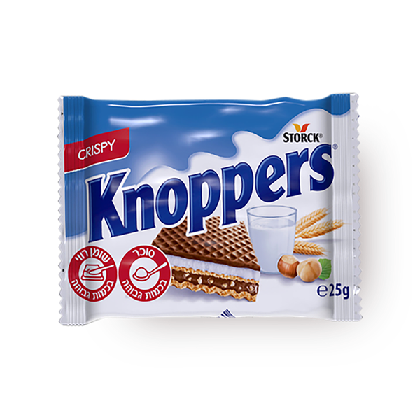 Knoppers waffle topped with milk cream and nougat