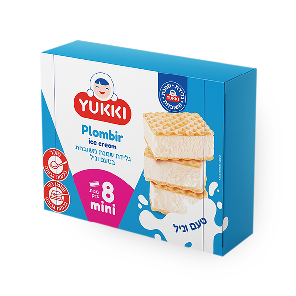 Yukki pack of Vanilla flavoured plombir ice cream in a wafer briquettes
