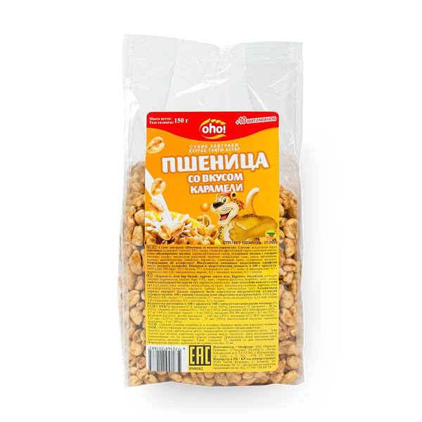 Сухой завтрак Oho пшеница со вкусом карамели