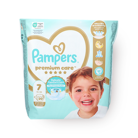Pampers Premium Care diapers, size 7