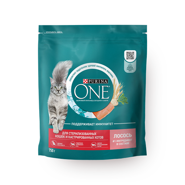 Сухой корм для стерилизованных кошек Purina One с лососем и пшеницей