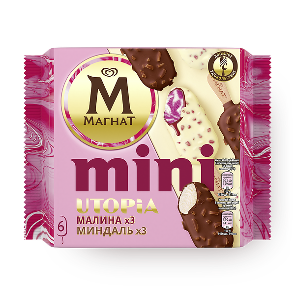 Мороженое Mагнат Mini Utopia «Инмарко» малина-миндаль 2 ассорти