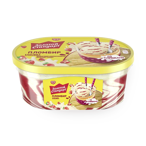 Мороженое «Инмарко» Золотой стандарт, пломбир с клубникой