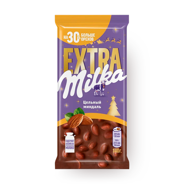 Шоколад молочный Milka Extra с цельным миндалем