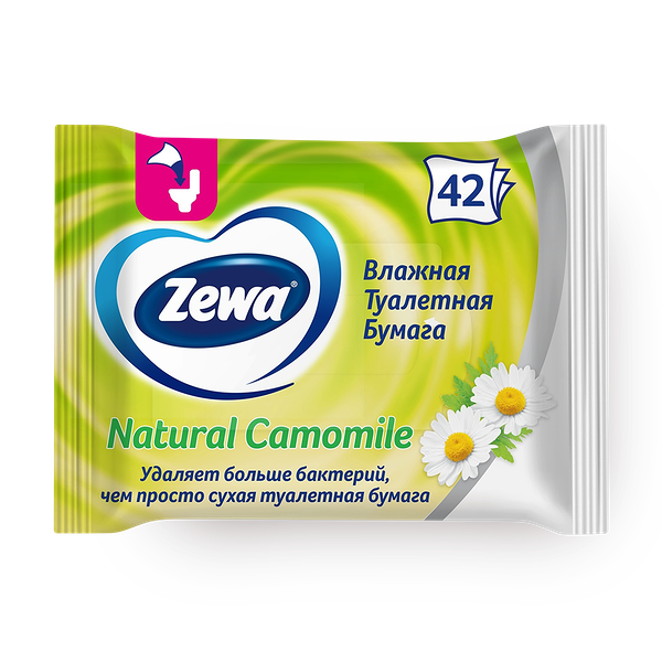 Влажная туалетная бумага Zewa ромашка