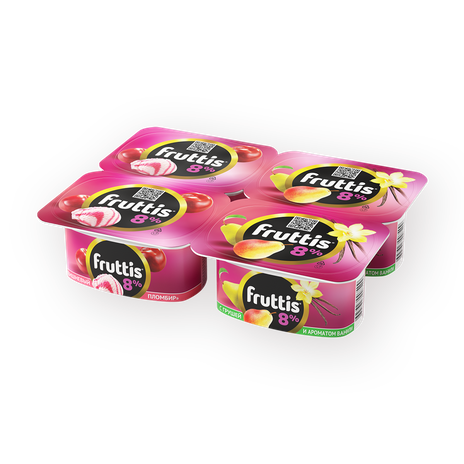 Йогурт Fruttis с вишневым пломбиром, грушей и ванилью 8%