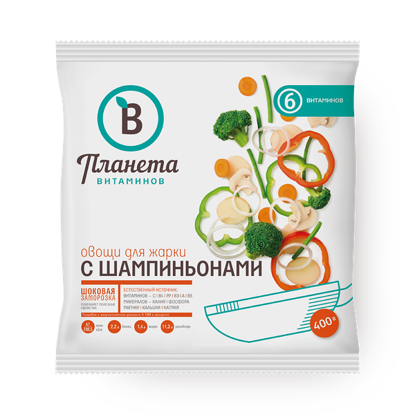 Овощи для жарки «Планета витаминов» с шампиньонами замороженные