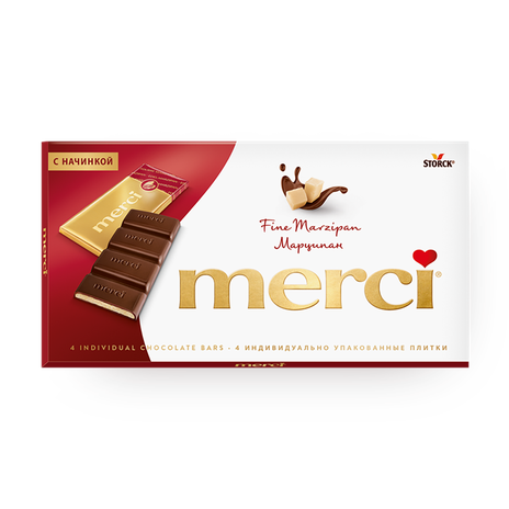 Шоколад тёмный Merci с начинкой марципан