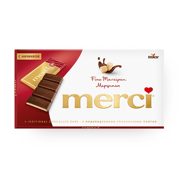 Шоколад тёмный Merci с начинкой марципан