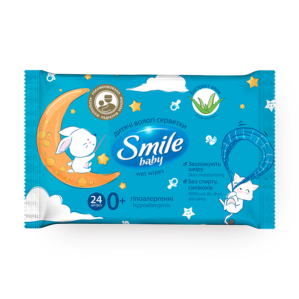 Влажные салфетки детские Smile Baby ультрамягкие с экстрактом алоэ