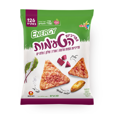 פריכיות אנרג׳י תפוחי אדמה, אורז, בתיבול סלק ומלח ים