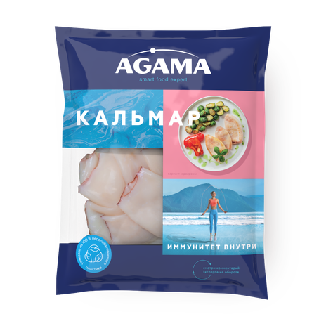 Кальмар командорский филе Agama очищенный свежемороженый