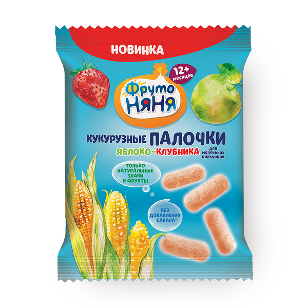 Палочки кукурузные «ФрутоНяня» яблоко-клубника с 12 месяцев