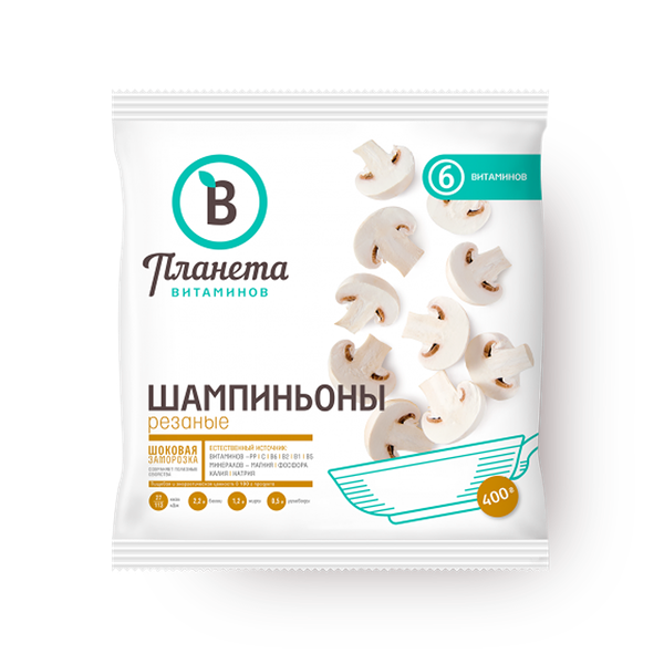 Грибы Шампиньоны «Планета витаминов» резаные замороженные