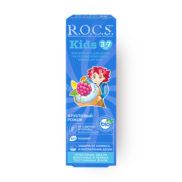 Зубная паста детская R.O.C.S. Kids фруктовый рожок от 3 до 7 лет