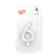 Candle number 6 - silver color