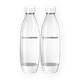 SodaStream pair of 1 liter white plastic bottles FUSE series