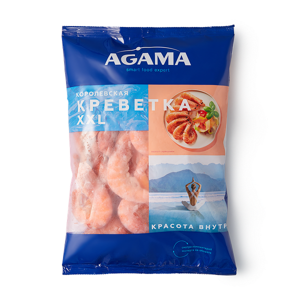 Креветки королевские 41/50 XXL Agama неразделанные варёно-мороженые